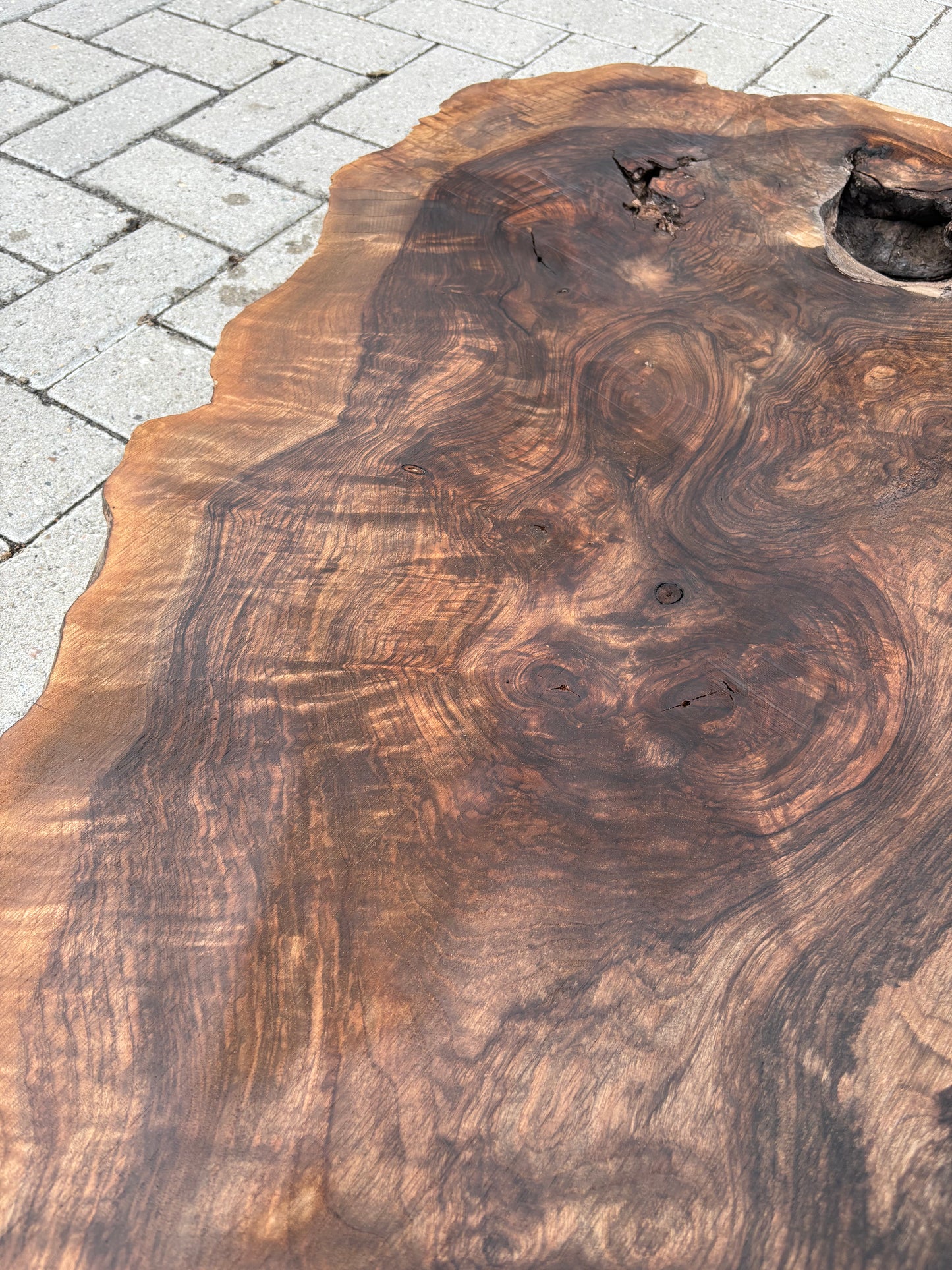 Notenhouten Slab 155x118/78/40x6cm #CS/014