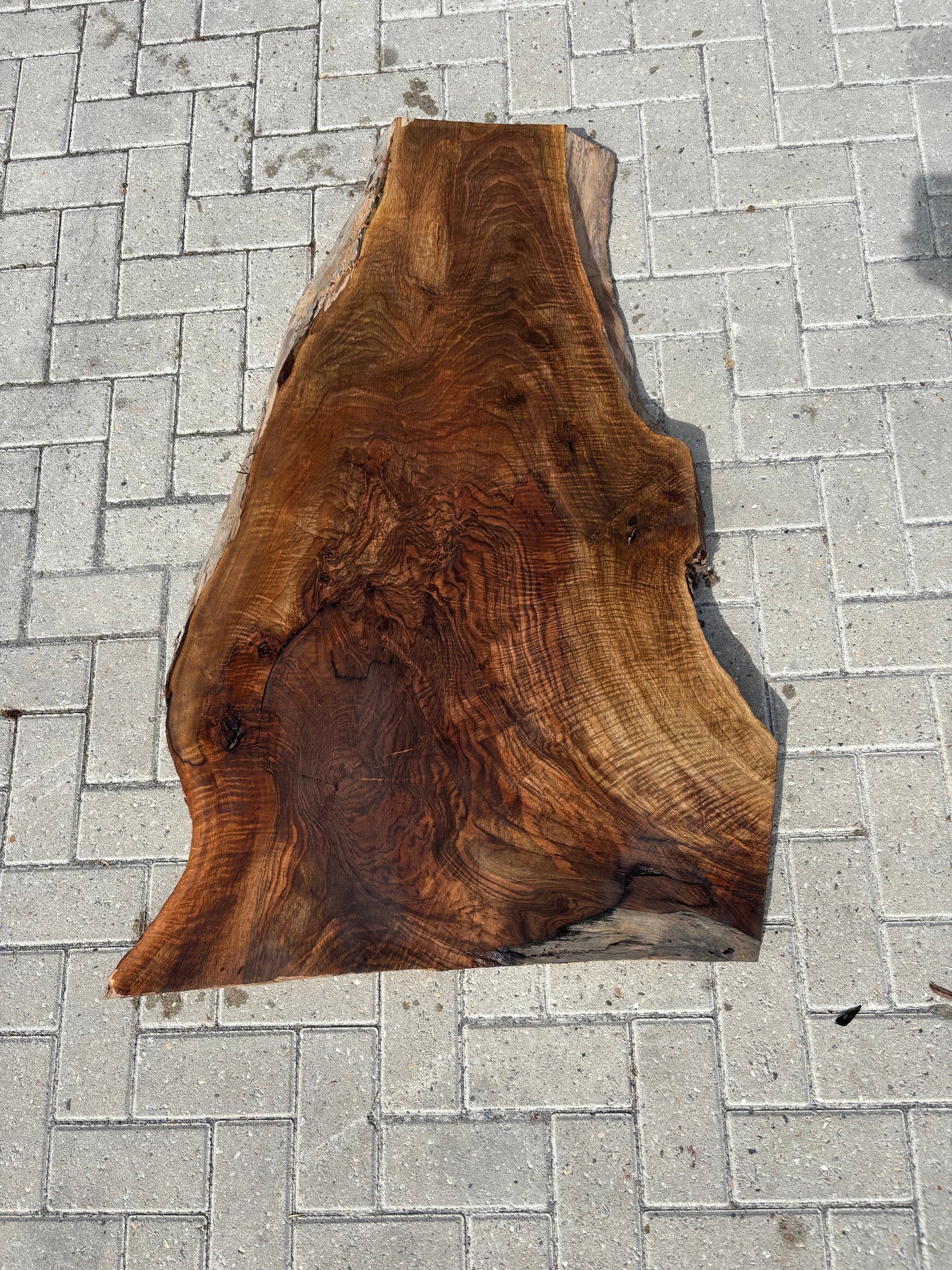 Notenhouten Slab 125x38/69/81x6cm #CS/029