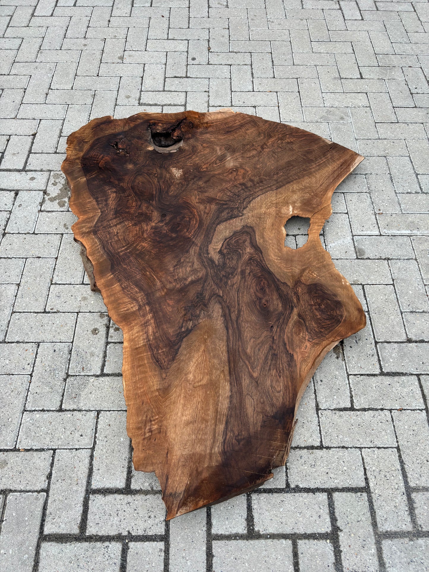 Notenhouten Slab 155x118/78/40x6cm #CS/014