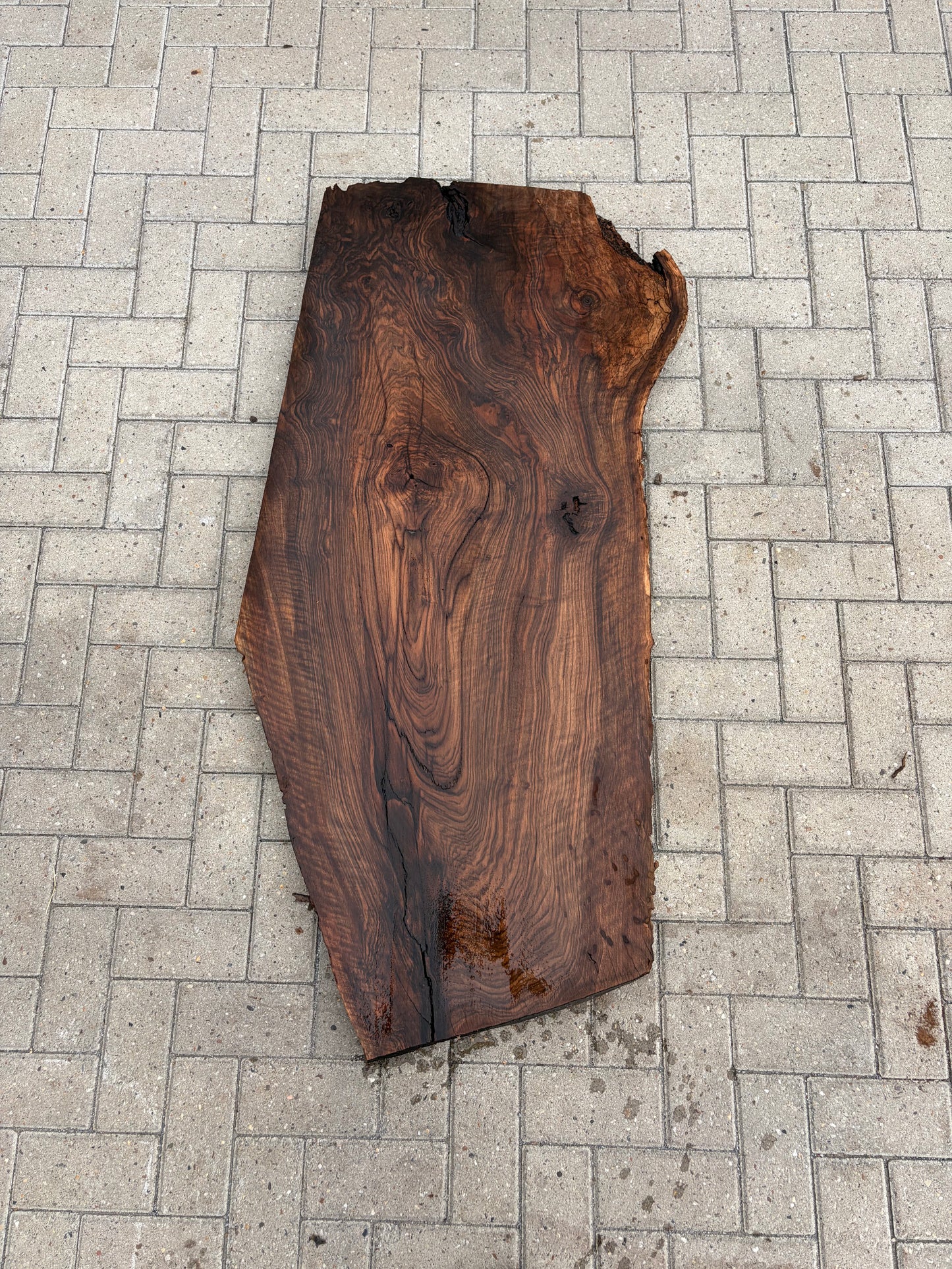 Notenhouten Slab 145x46/65/x67x6cm #CS/049
