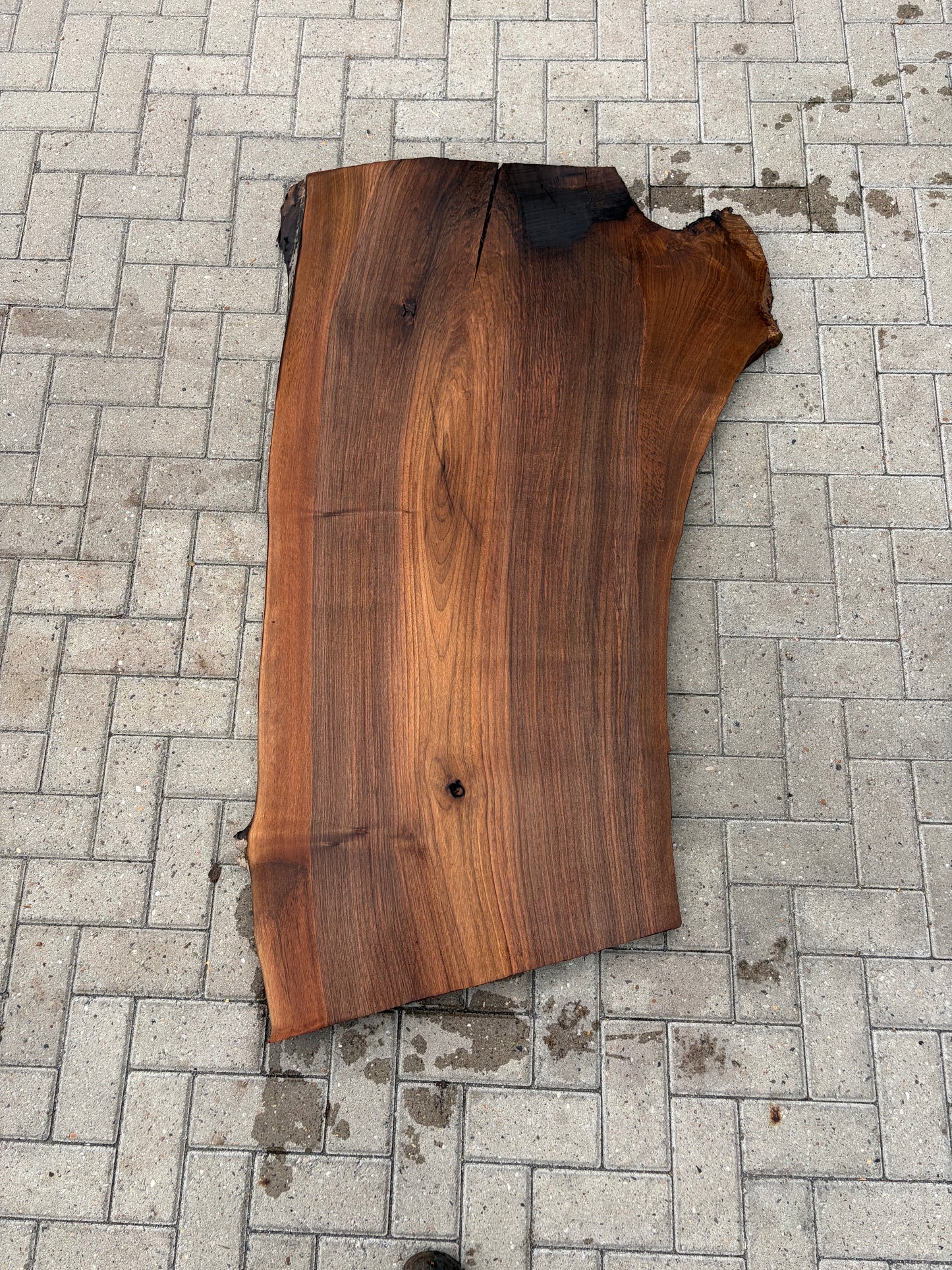 Notenhouten Slab 160x65/70/95x4,5cm #CS/051
