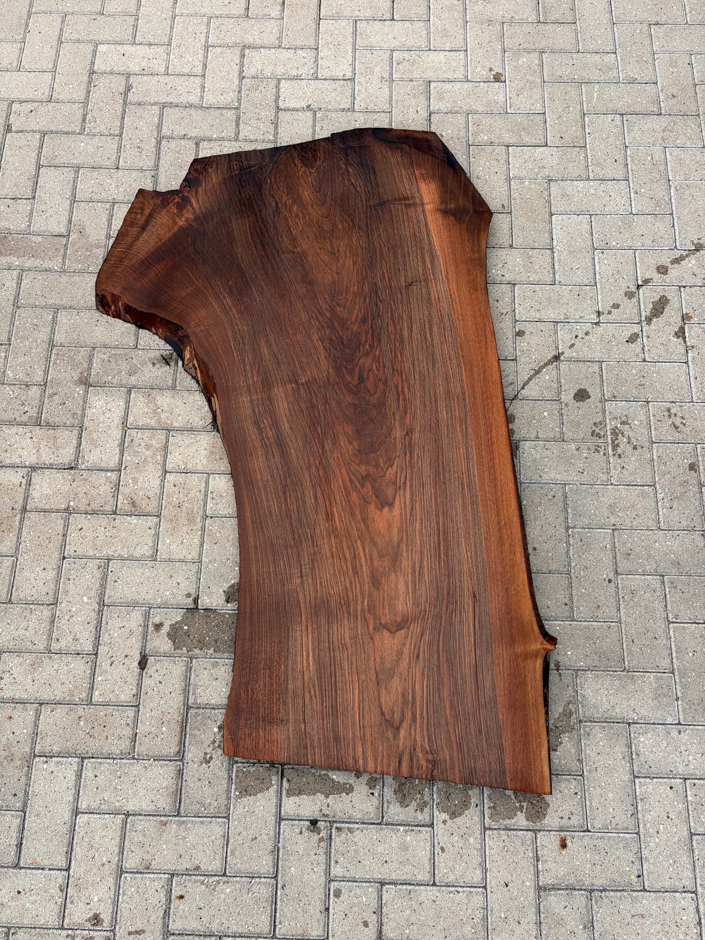 Notenhouten Slab 157x64/71/101x4,5cm #CS/050