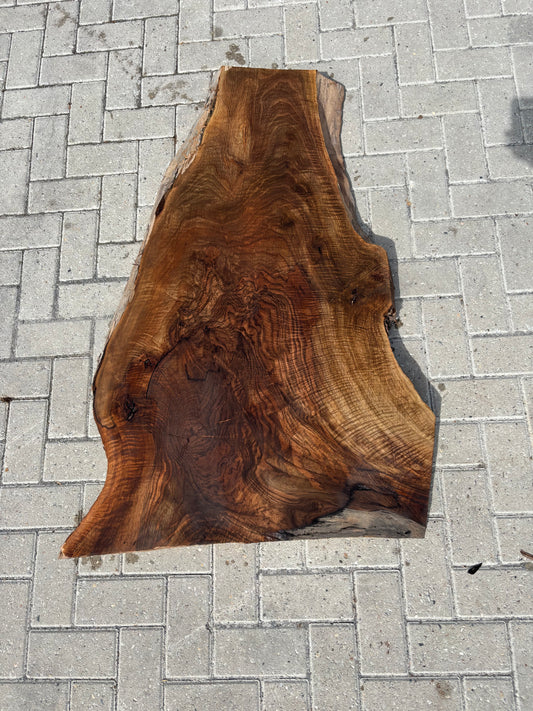 Notenhouten Slab 125x38/69/81x6cm #CS/029