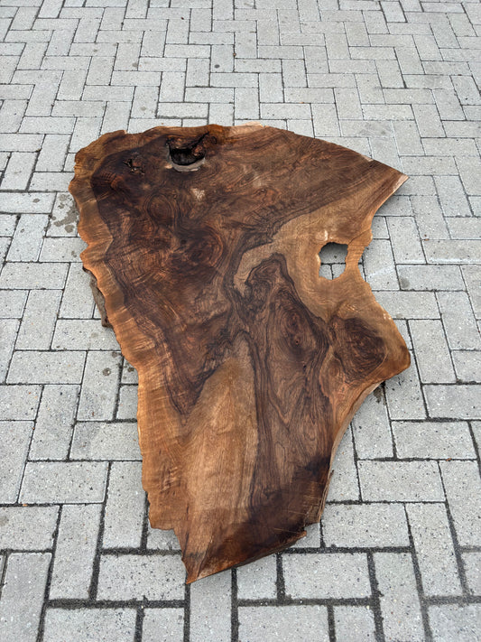 Notenhouten Slab 155x118/78/40x6cm #CS/014